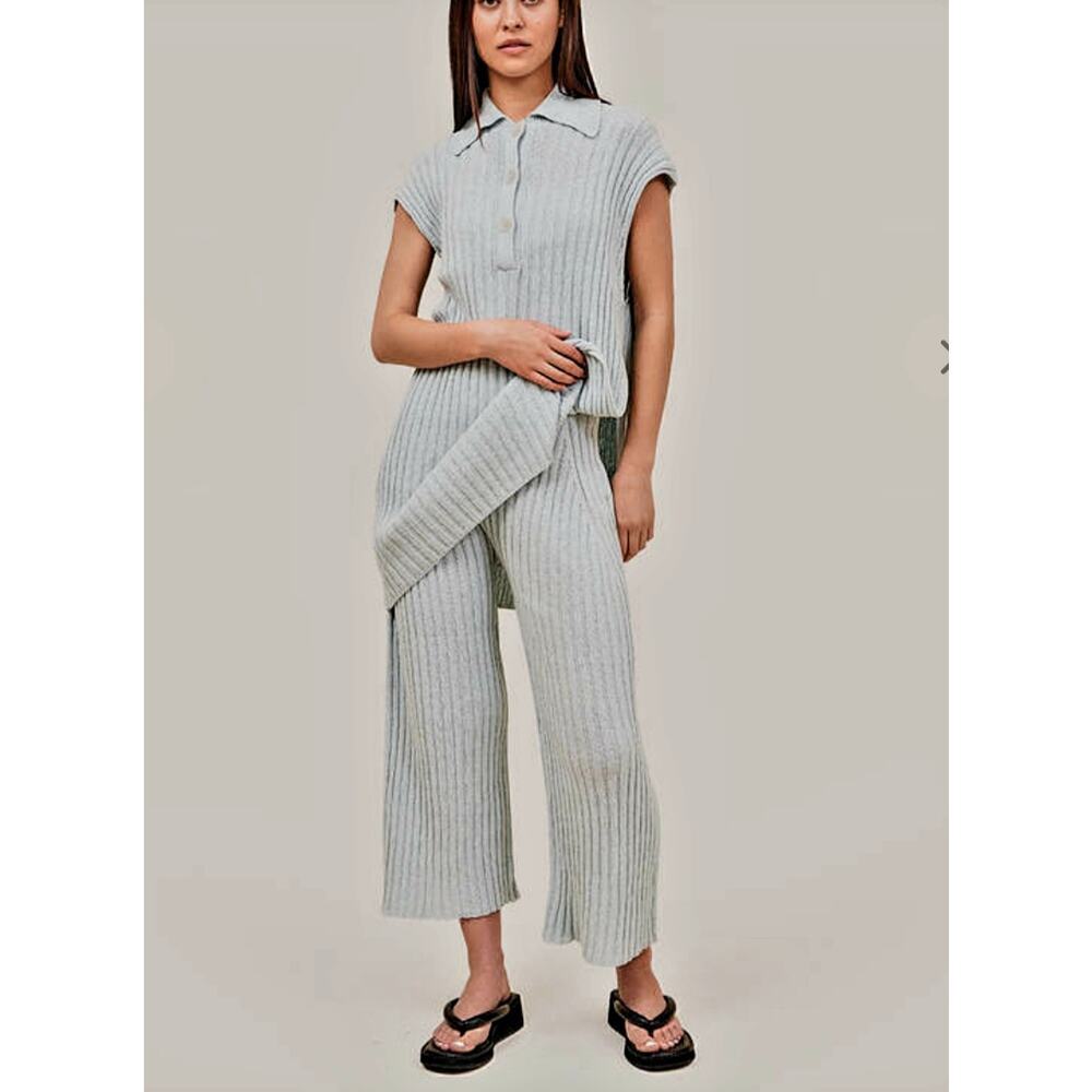 Rus Kyandoru Ribbed Pant Light Blue Organic Cotton Blend Size Small(estimated)